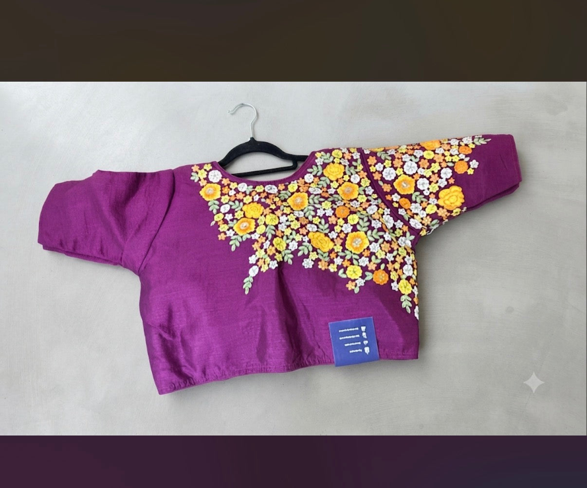 Designer Fabric Blouse (Wine) - VRB038