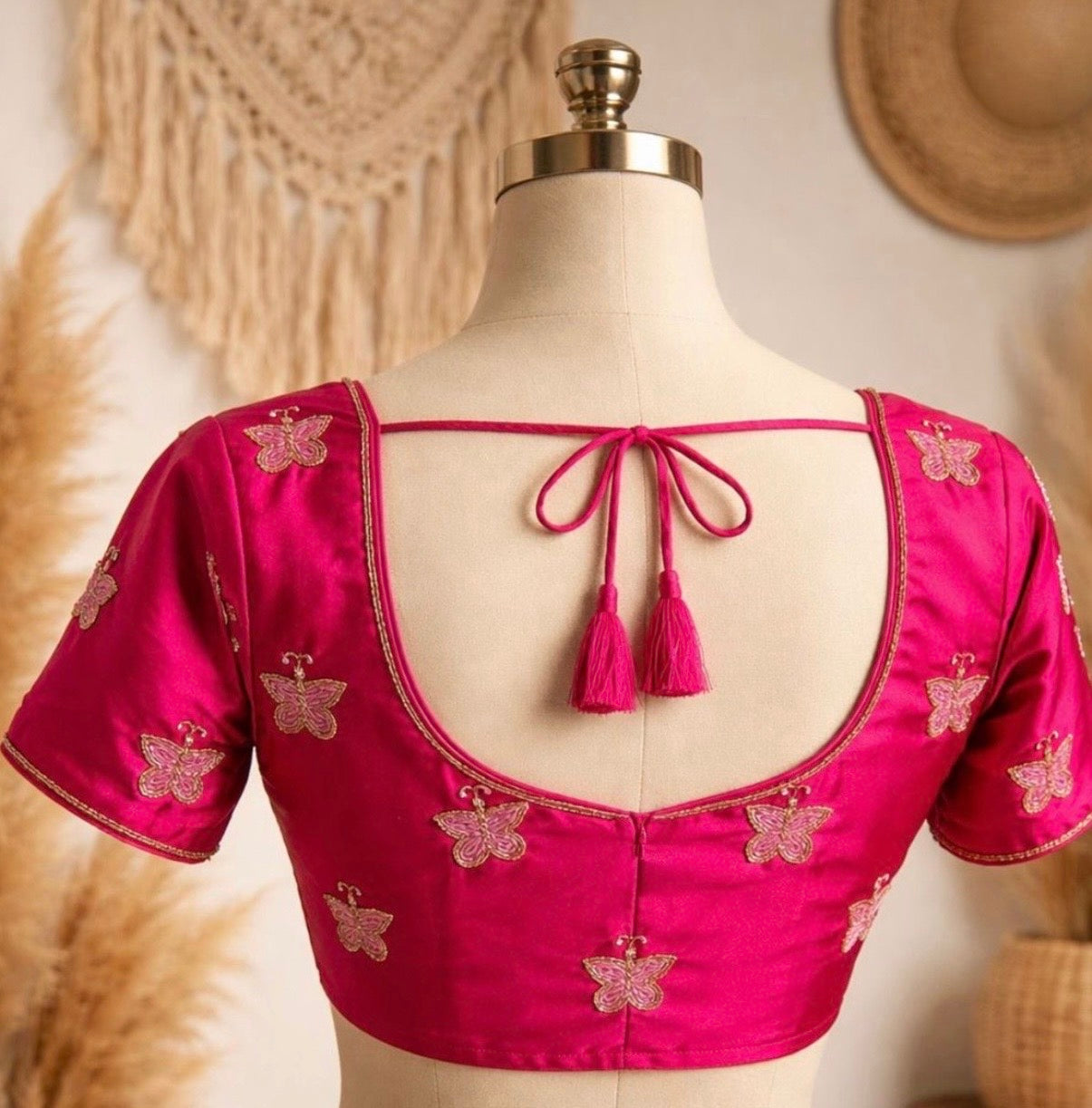 Designer Silk Blouse (Pink) - VRB029