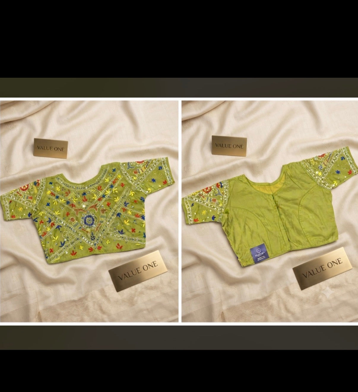 Embroidery Cotton Blouse (Green) - VRB024