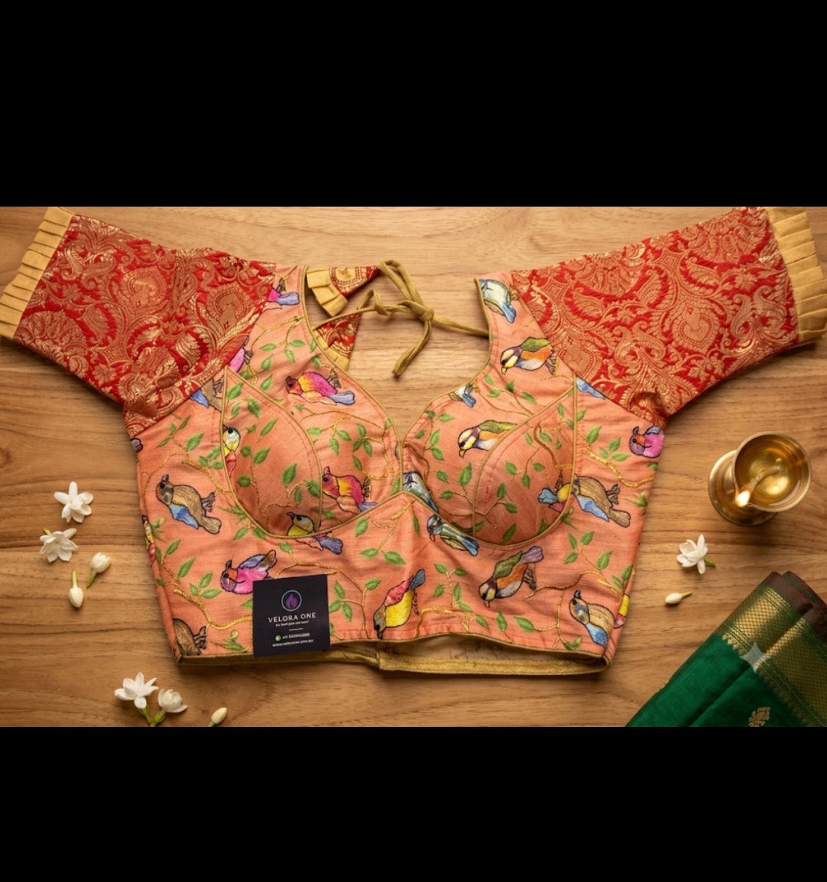 Kalamkari Blouse (Orange) - VRB036