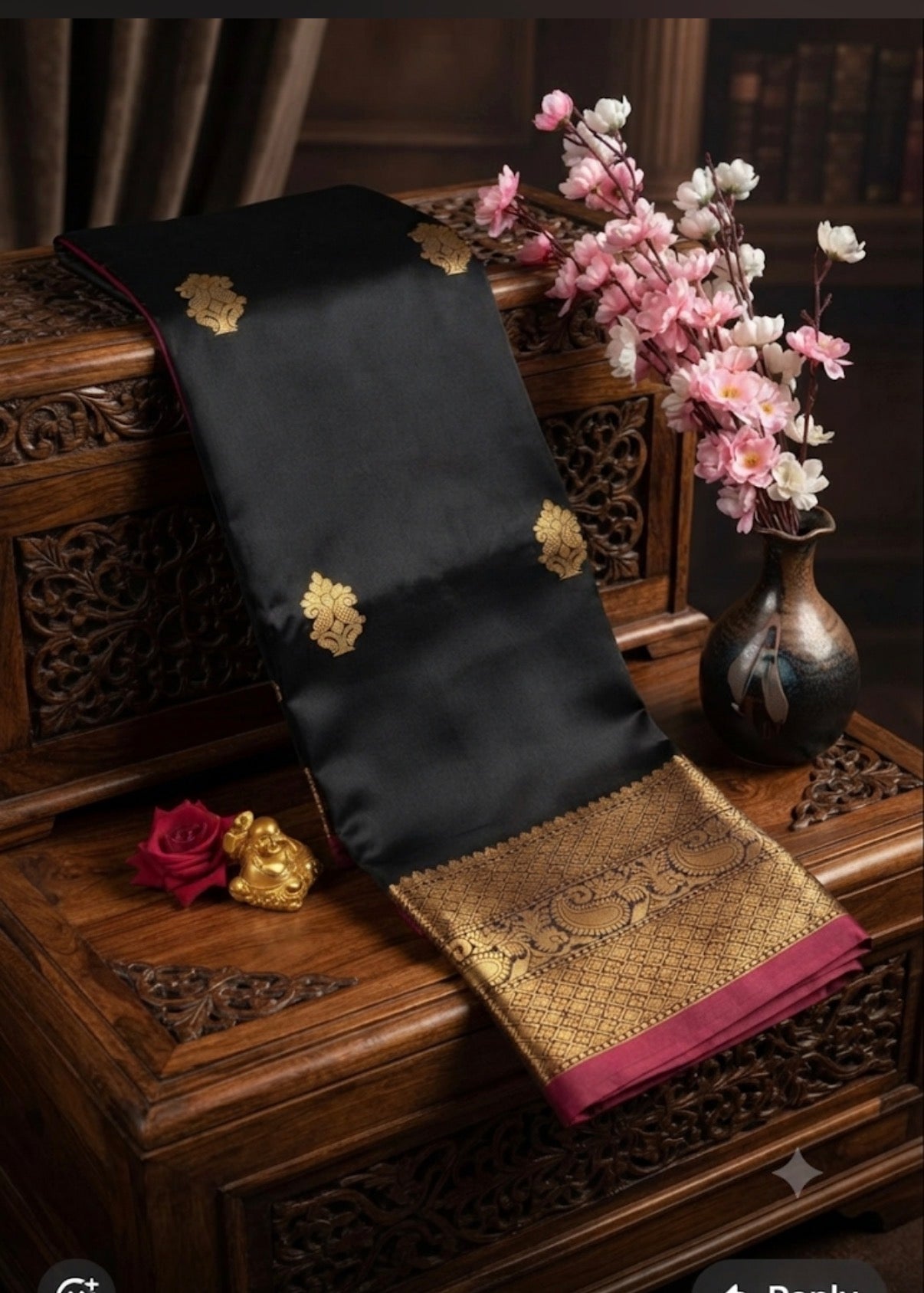 Semi Silk Saree ( Black) - V1S016