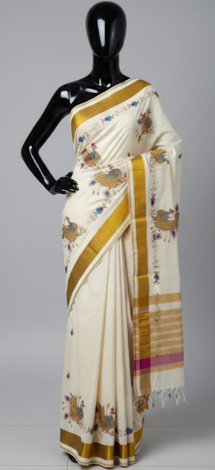 Kerala Onam Saree (Blue)