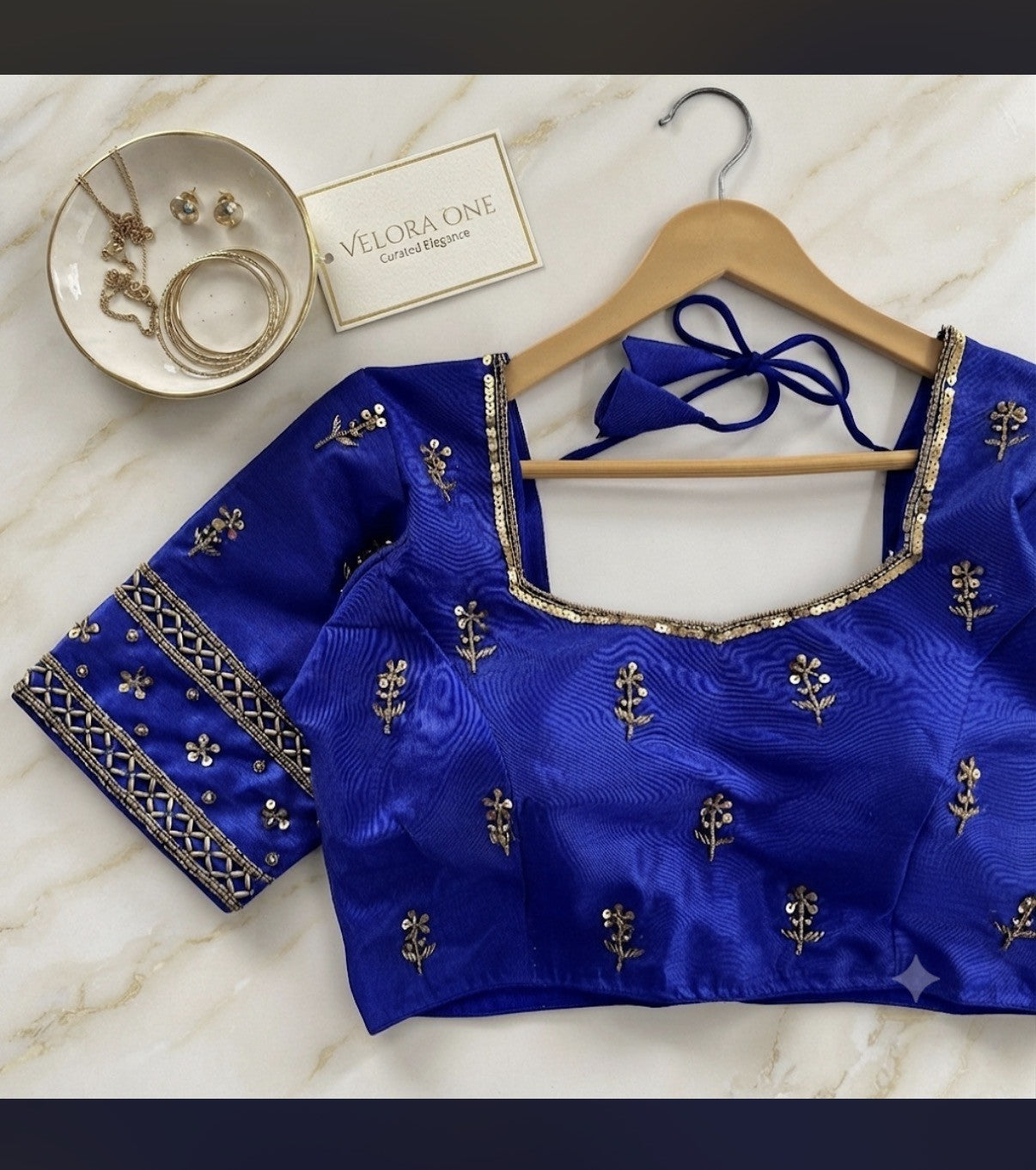 Makhana Silk Blouse (Blue) - VRB028
