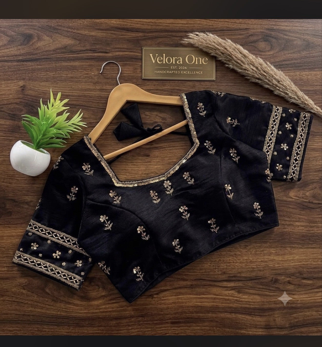 Makhana Silk Blouse (Black) - VRB027