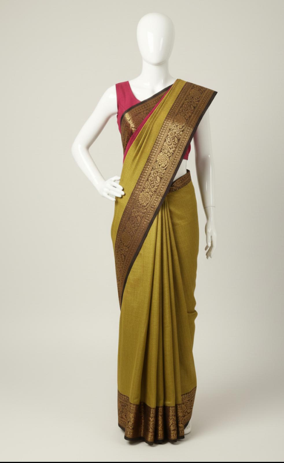 Chettinad Cotton Big Border without Blouse