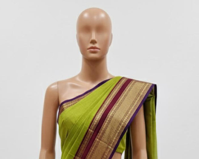 Chettinad Cotton with Blouse (Green & Maroon)