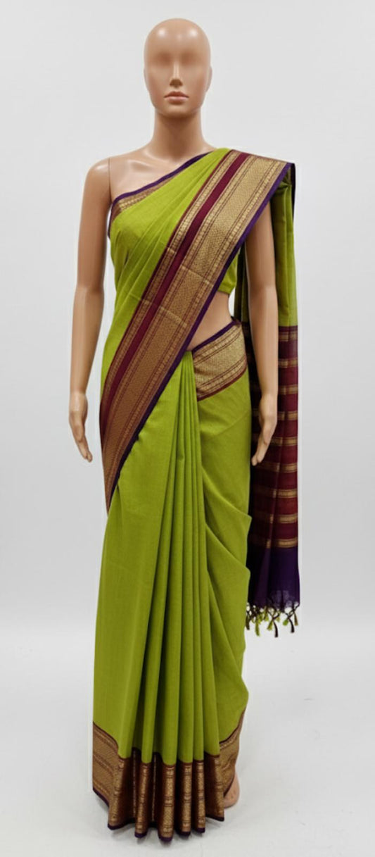 Chettinad Cotton with Blouse (Green & Maroon)