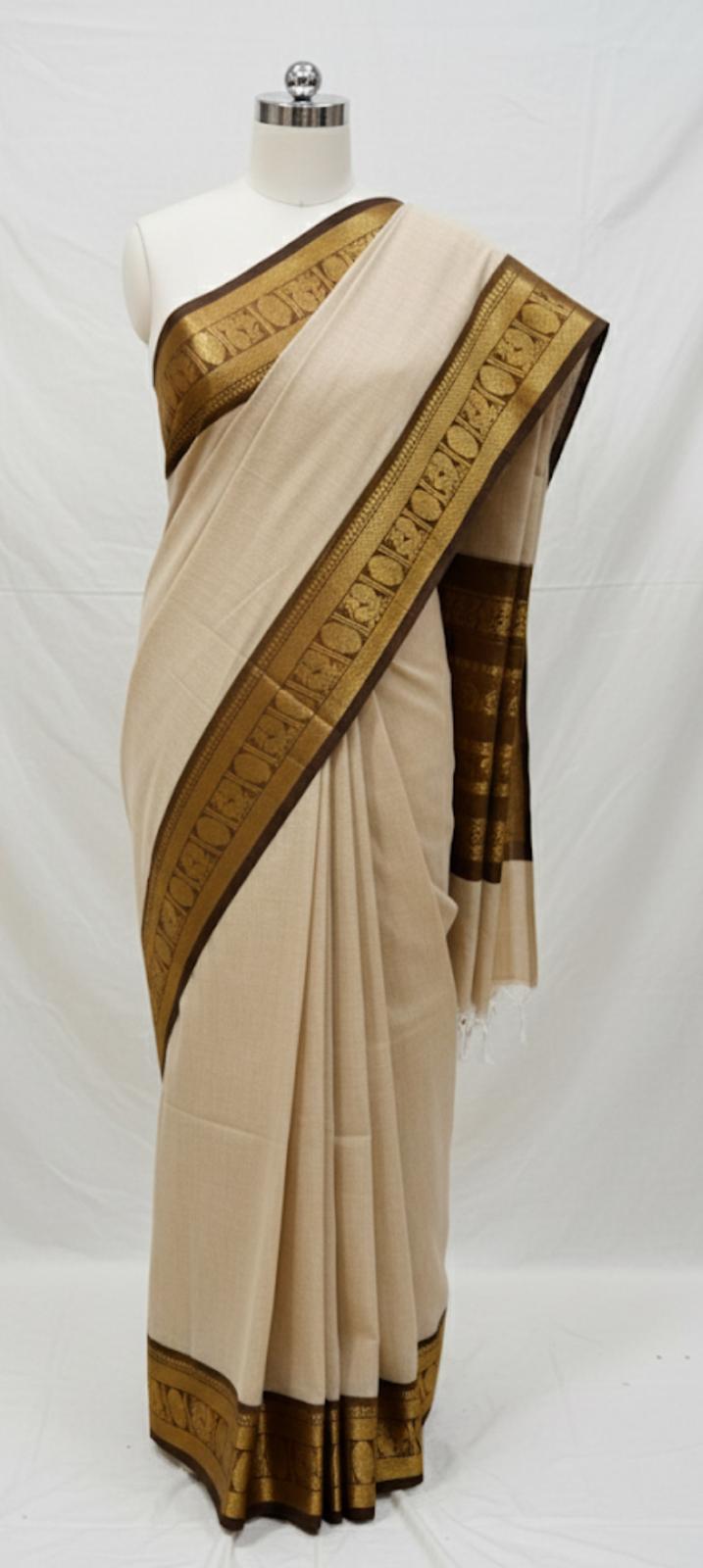 Chettinad Cotton with Blouse (Light Brown)