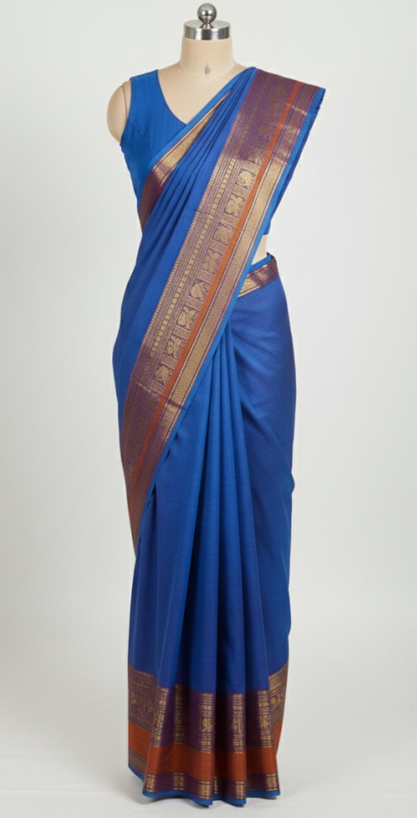 Chettinad Cotton without Blouse (Blue)