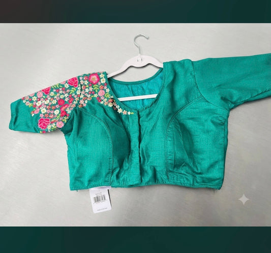 Designer Fabric Blouse (Green) - VRB039