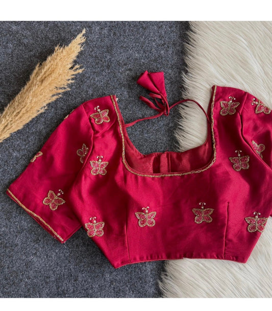 Designer Silk Blouse (Pink) - VRB029