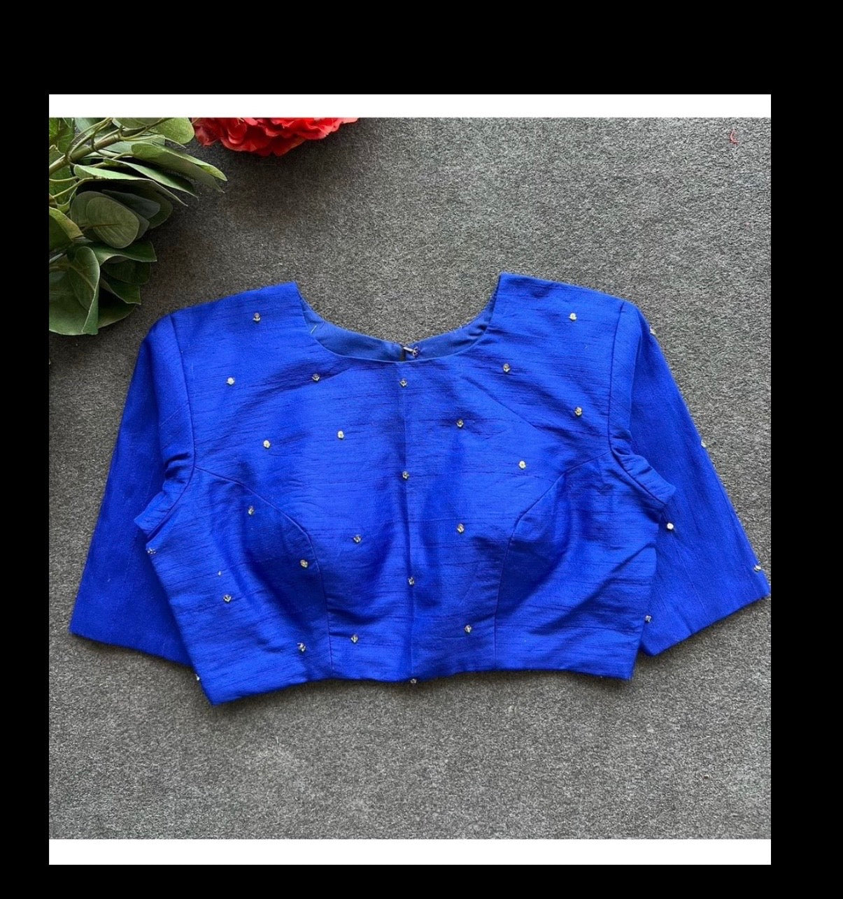 Designer Silk Blouse (Blue) - VRB030