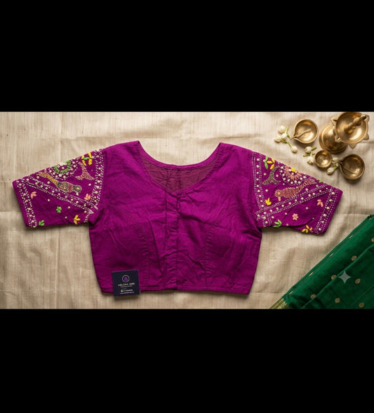 Embroidery Cotton Blouse (Purple) - VRB022