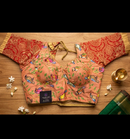 Kalamkari Blouse (Orange) - VRB036