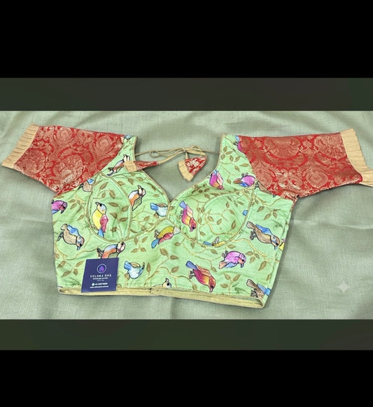 Green Kalamkari Blouse - VRB035