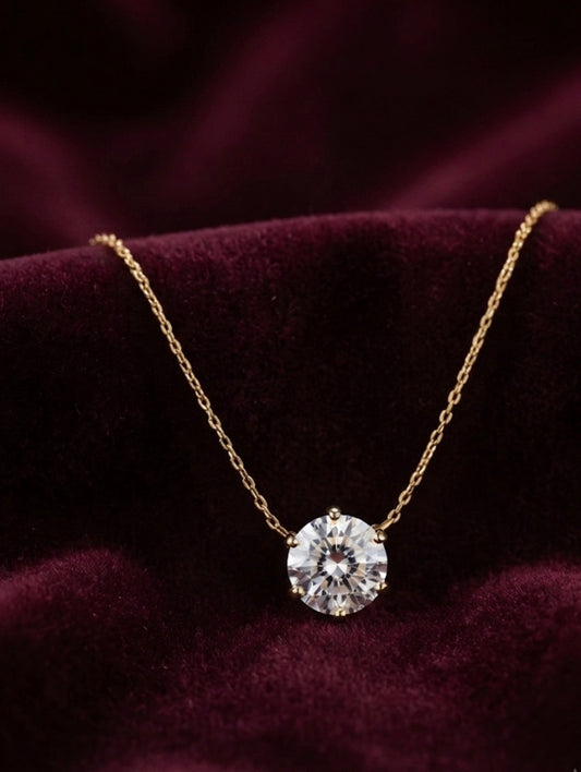 Simple Gold Plated Chain with Stone Pendant