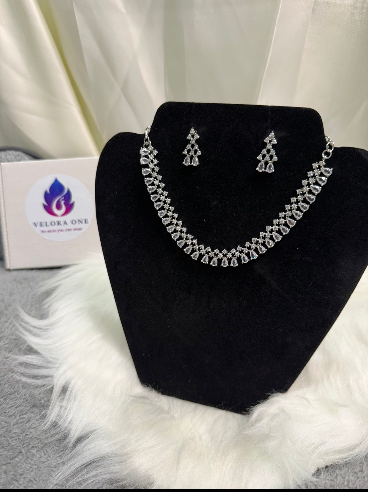 Rodium Polish AD Necklace - VJN003