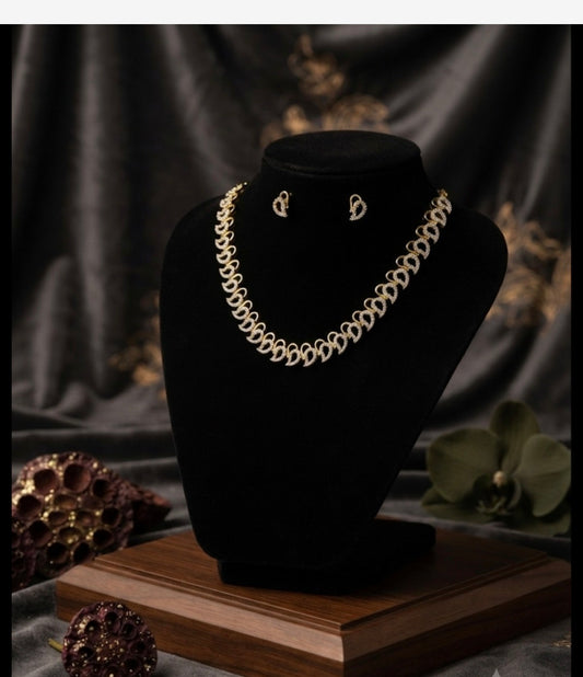 Gold Designer Stone  Necklace - VJN006