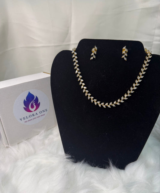Gold Plated Leaf Necklace - VJN010
