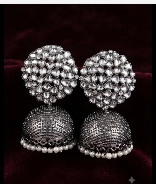 Oxidised Silver Jhumka - VJE013