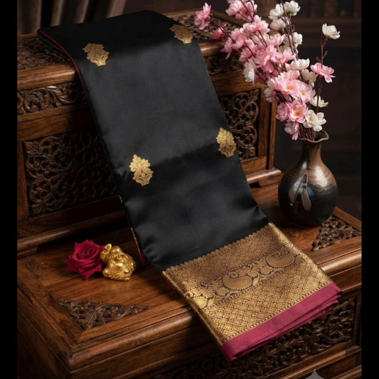 Semi Silk Saree ( Black) - V1S016