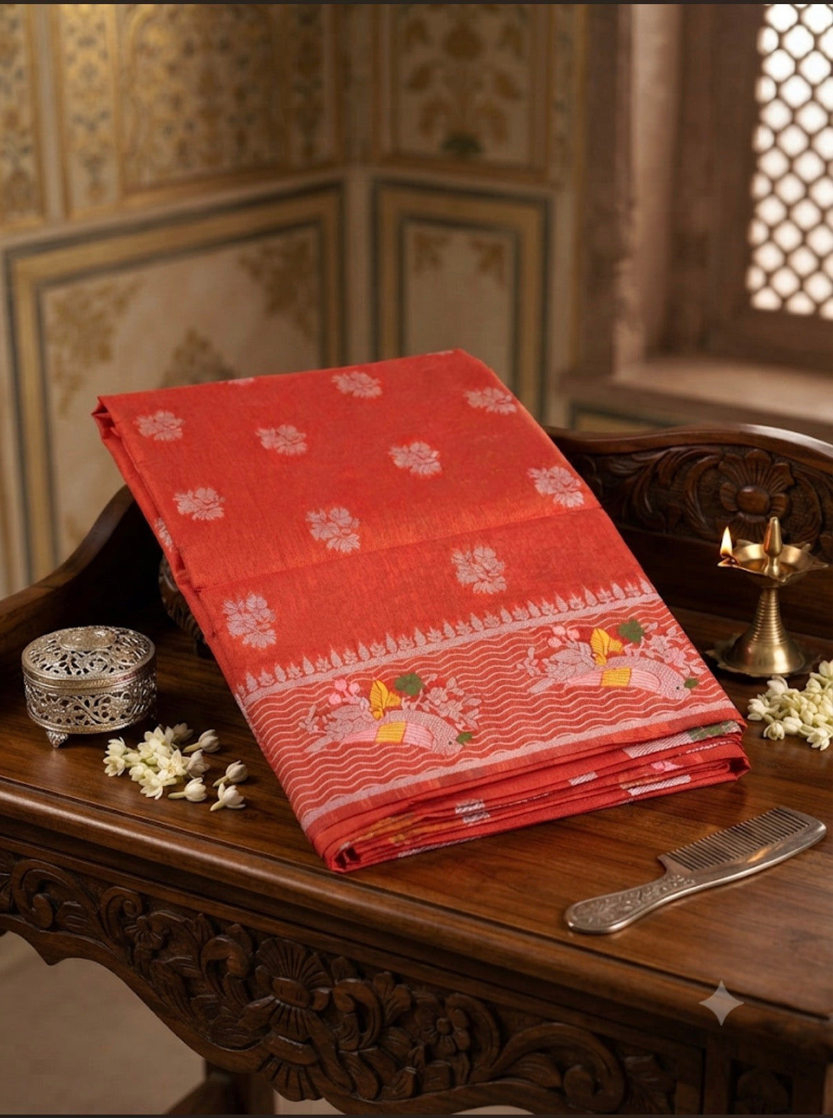 Dupion Saree(Orange) - V1S051