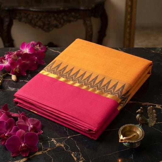 Kanchi Cotton Orange & Pink (without Blouse)