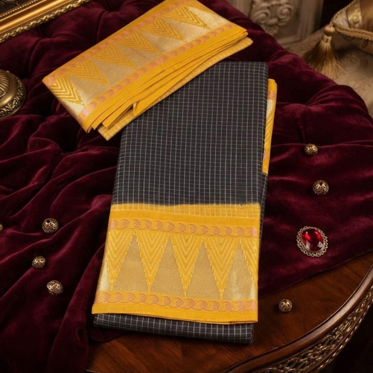 Sungudi Veldari with Blouse Yellow