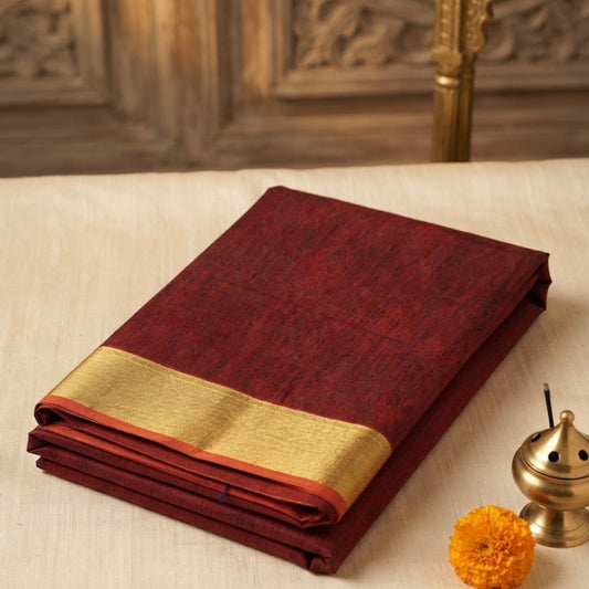 Silk Cotton with Blouse (Maroon)
