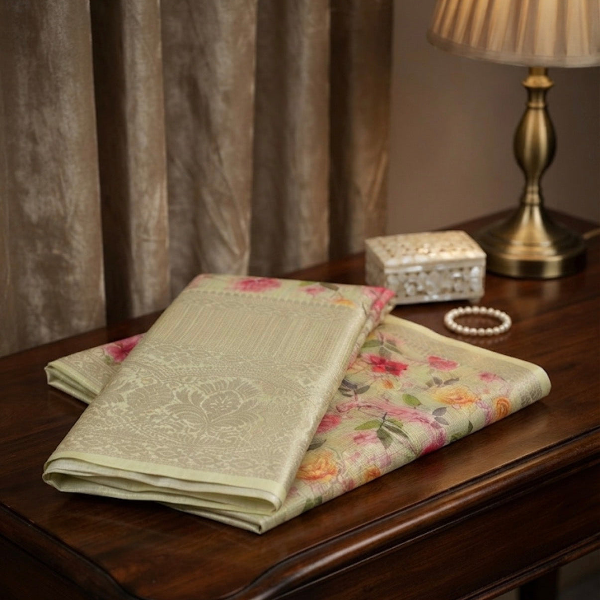Floral Print Tissue Saree - V1S060