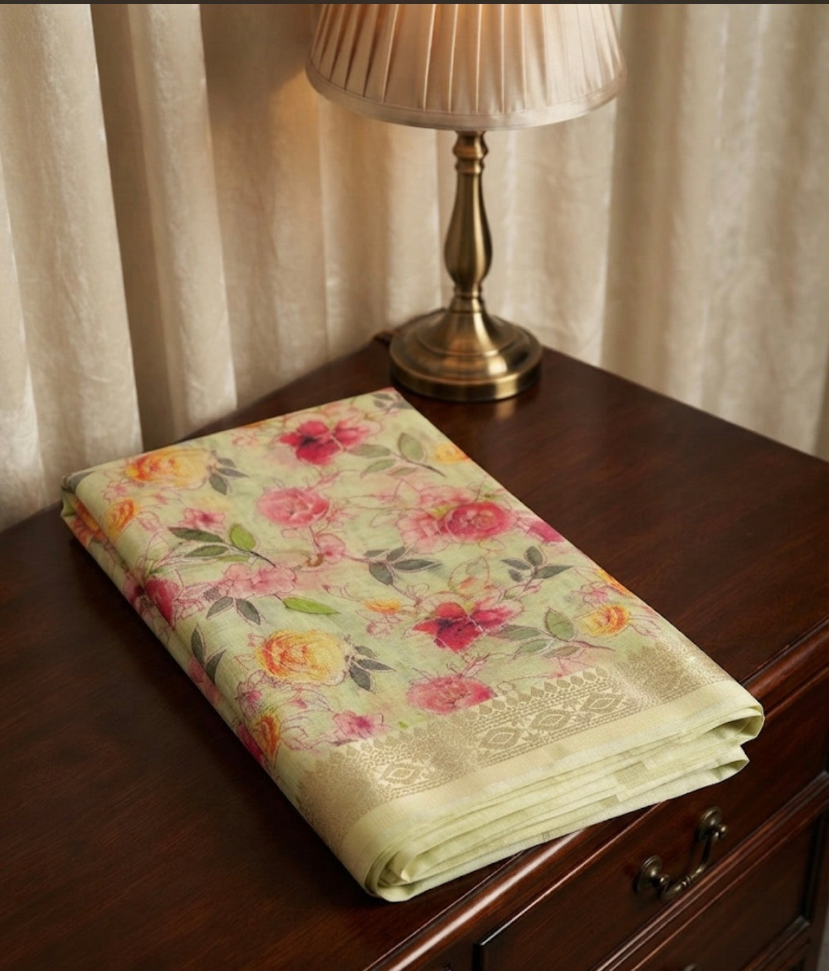 Floral Print Tissue Saree - V1S060
