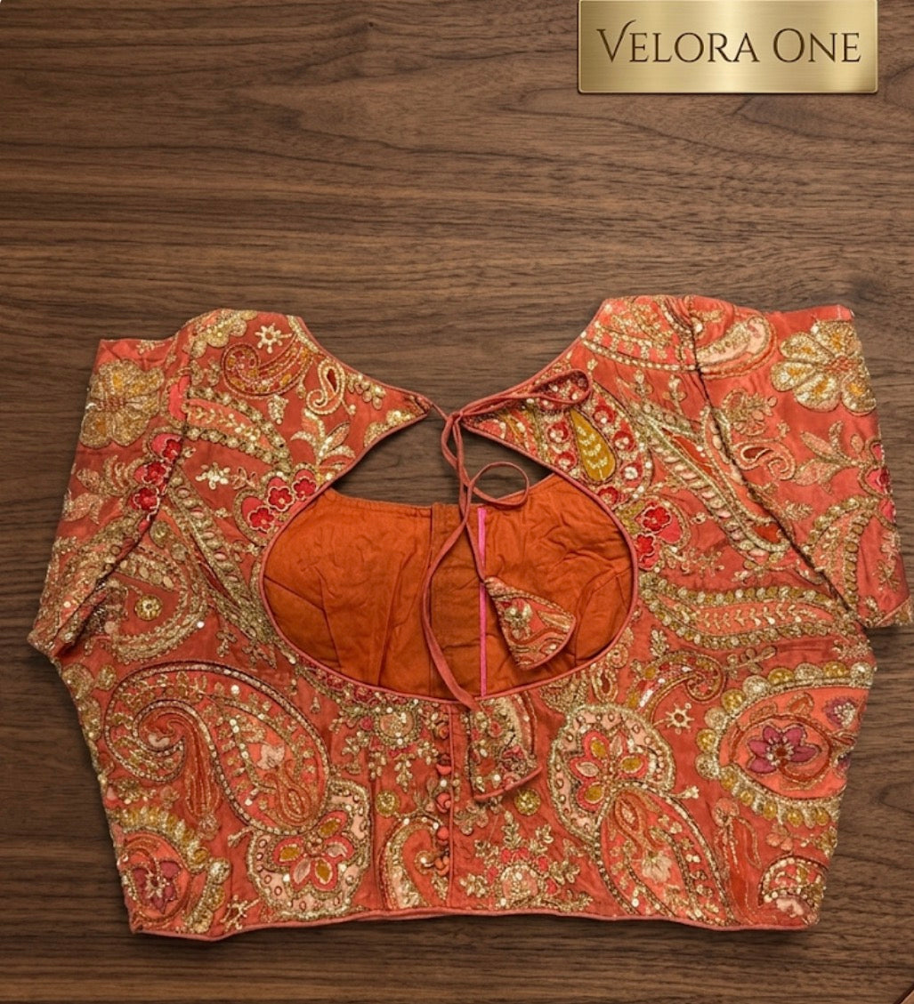 Designer Blouse (Rust Orange) - VRB006