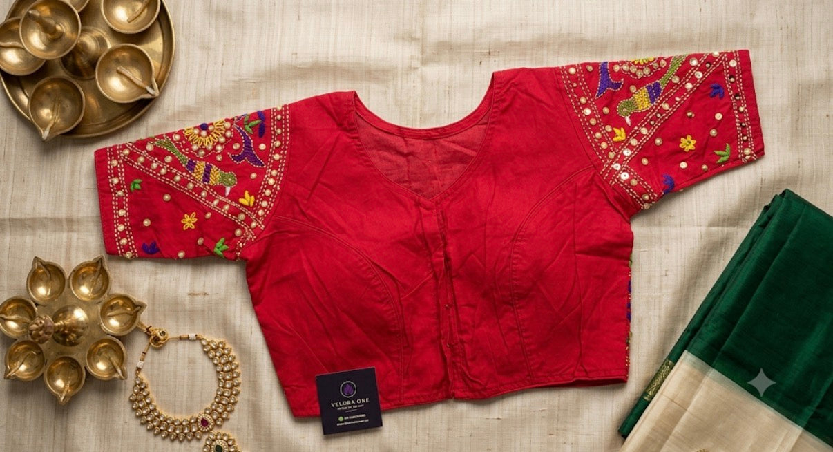 Embroidery Cotton Blouse (Pink) - VRB023